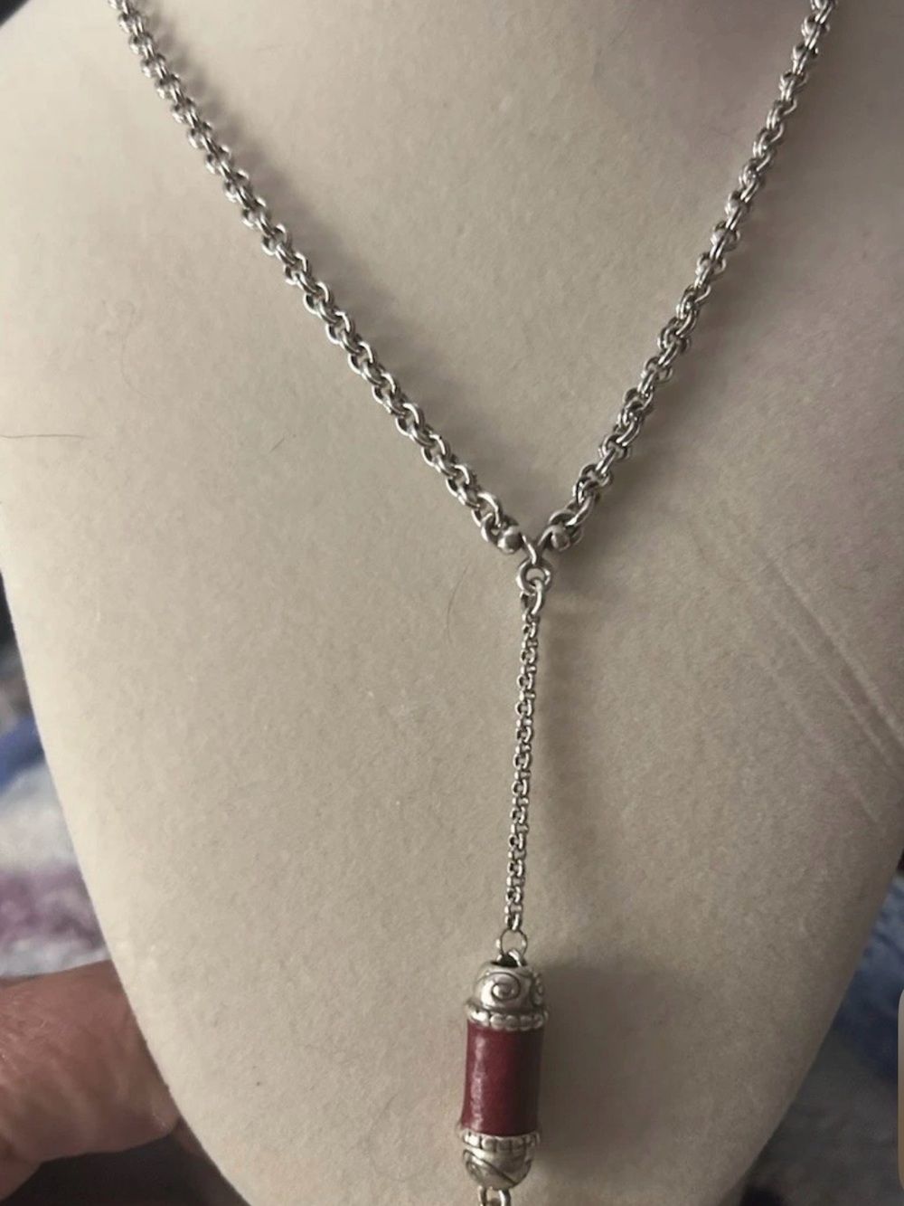 Brighton silver plated "Heart Song" "Hope" Red Pendant Necklace 17"